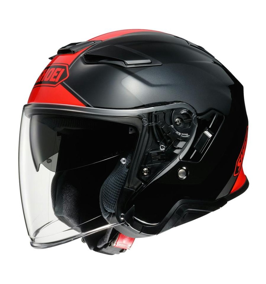 Casco Shoei J-Cruise 2 Adagio TC1 con doppia visiera nero e rosso