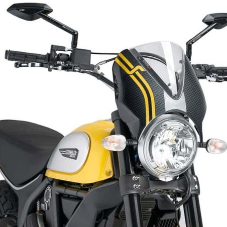 Cupolino Puig Retro trasparente Carbon look per Ducati Scrambler