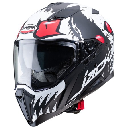 Casco Caberg Jackal Darkside doppia visiera nero opaco bianco e rosso