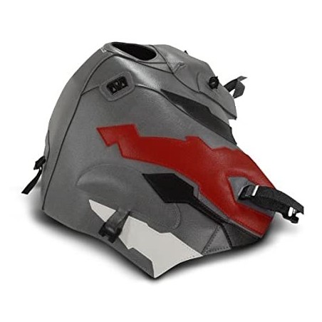 Copriserbatoio Bagster per Honda XRV 750 Africa Twin 93-03 in similpelle grigio acciaio, nero, rosso e bianco