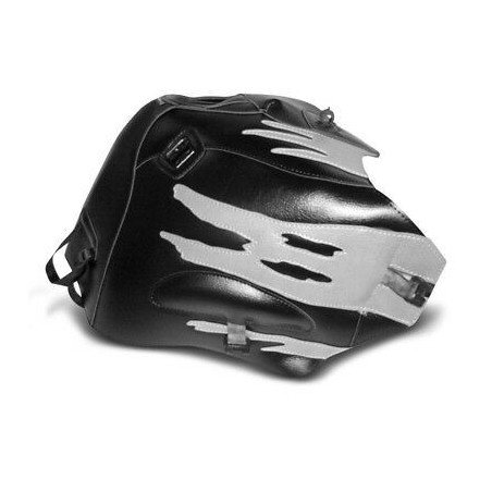 Copriserbatoio Bagster per Honda XRV 750 Africa Twin 93-03 in similpelle nero, grigio chiaro e grigio acciaio