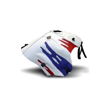 Copriserbatoio Bagster per Honda XRV 750 Africa Twin 93-03 in similpelle bianco, rosso e lilla