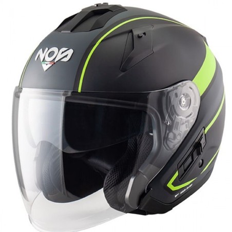 Casco Jet NOS NS-2 grafica sting nero opaco e giallo fluo