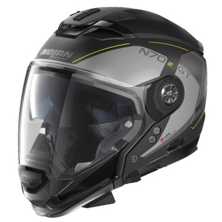 Casco Nolan N70.2 GT Lakota N-COM nero, grigio e giallo