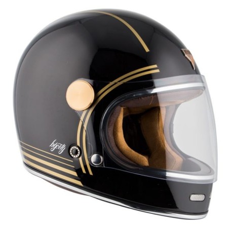 Casco integrale Vintage By City Roadster nero e oro