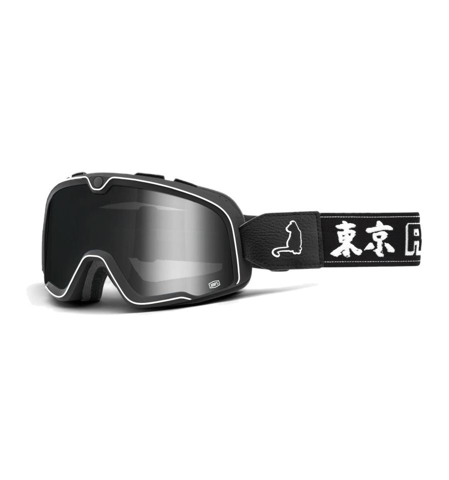 Occhiali da moto Barstow 100% Roar Japan con elastico nero e bianco