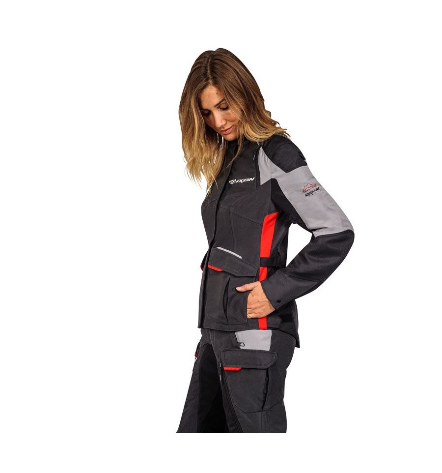 Giacca moto donna Ixon Balder Lady nera, grigia e rossa