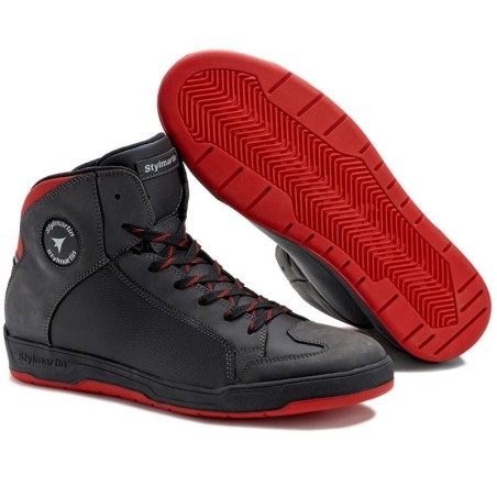 Scarpe da moto Stylmartin Double WP impermeabili nere e rosse