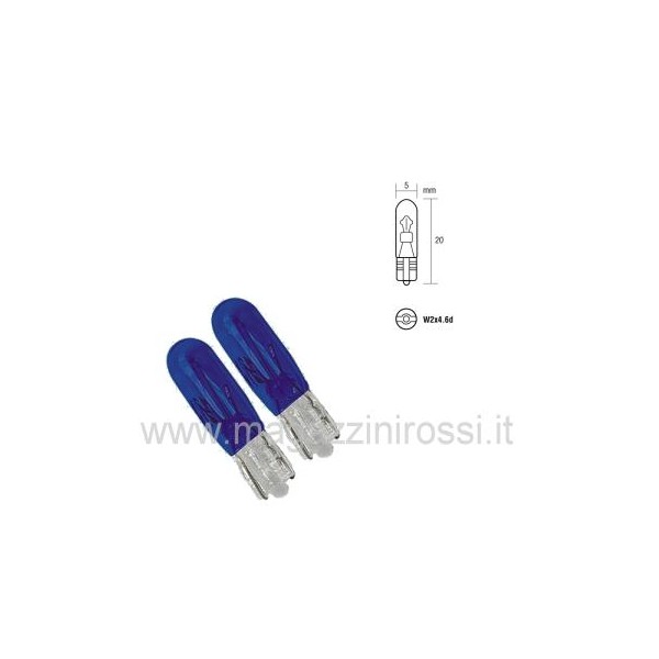 Coppia Lampadine a Zoccolo Vetro Pilot Blue Dyed Glass - 12V (W5W) 5W -  58359