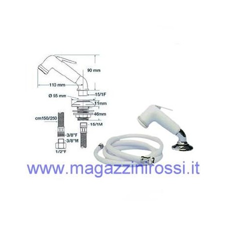 Doccetta rubinetto in ABS bianco 1,5mt