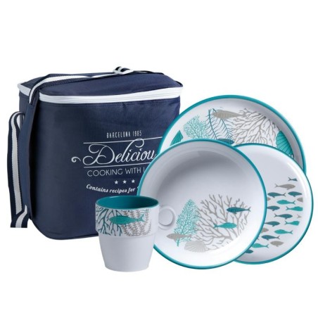 Set stoviglie completo con cesta Marine Business serie Coastal da 24 pezzi